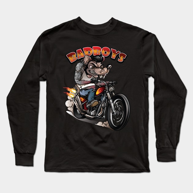 Bad Boys Rockabilly Rat Long Sleeve T-Shirt by GermanStreetwear